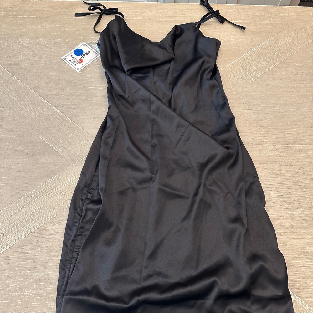 Bodycon Satin  Black Sheath Cocktail Dress